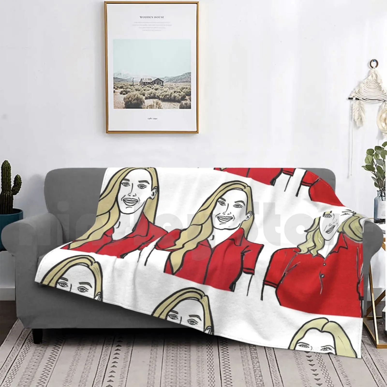 يونيو يونيو هانا بطانية أزياء مخصصة Katsillustration قلم حبر نمط الكولاج أدناه سطح البحر الأبيض المتوسط