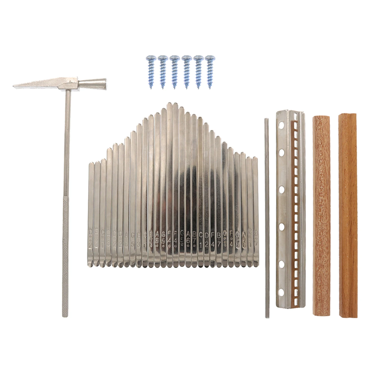 21-Tone Kalimba Keys Set with Tuning Hammer Finger Piano Playing Pieces Steel Lettering Kalimba Musical Instrument