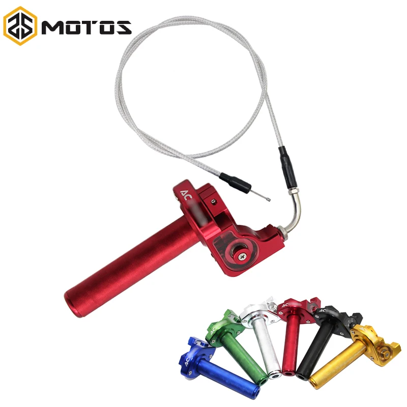 ZS MOTOS For ACERB 22mm Aluminum Handlebar CNC Quick Throttle Grip Twister + Elbow Cable For CRF50 70 110 IRBIS 125 250 Motorcyc