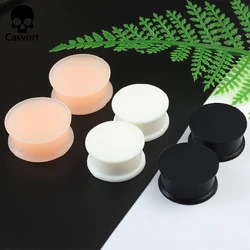 Casvort 2PCS Fashion 6mm To 25mm Silicone Flexible Thin Ear Plugs body Jewelry Flesh Tunnel Ear Gauges Expander Stretcher Earrin