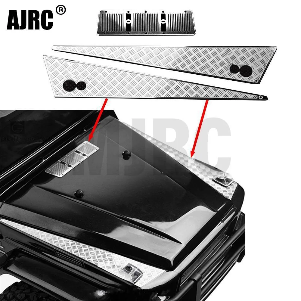 Decorazione adesivo per cofano auto in acciaio inossidabile bordo piastra antiscivolo per 1/10 TRAXXAS 88096-4 TRX6 G63 TRX4 G500 RC ricambi auto