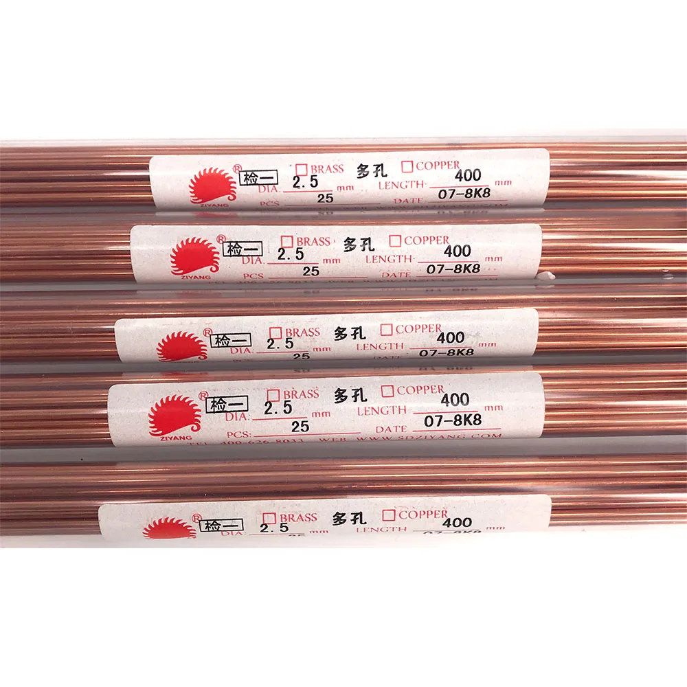 Ziyang Copper Electrode Tube Multihole OD 2.5mm*400mm 25 Piece for EDM Drilling Machine