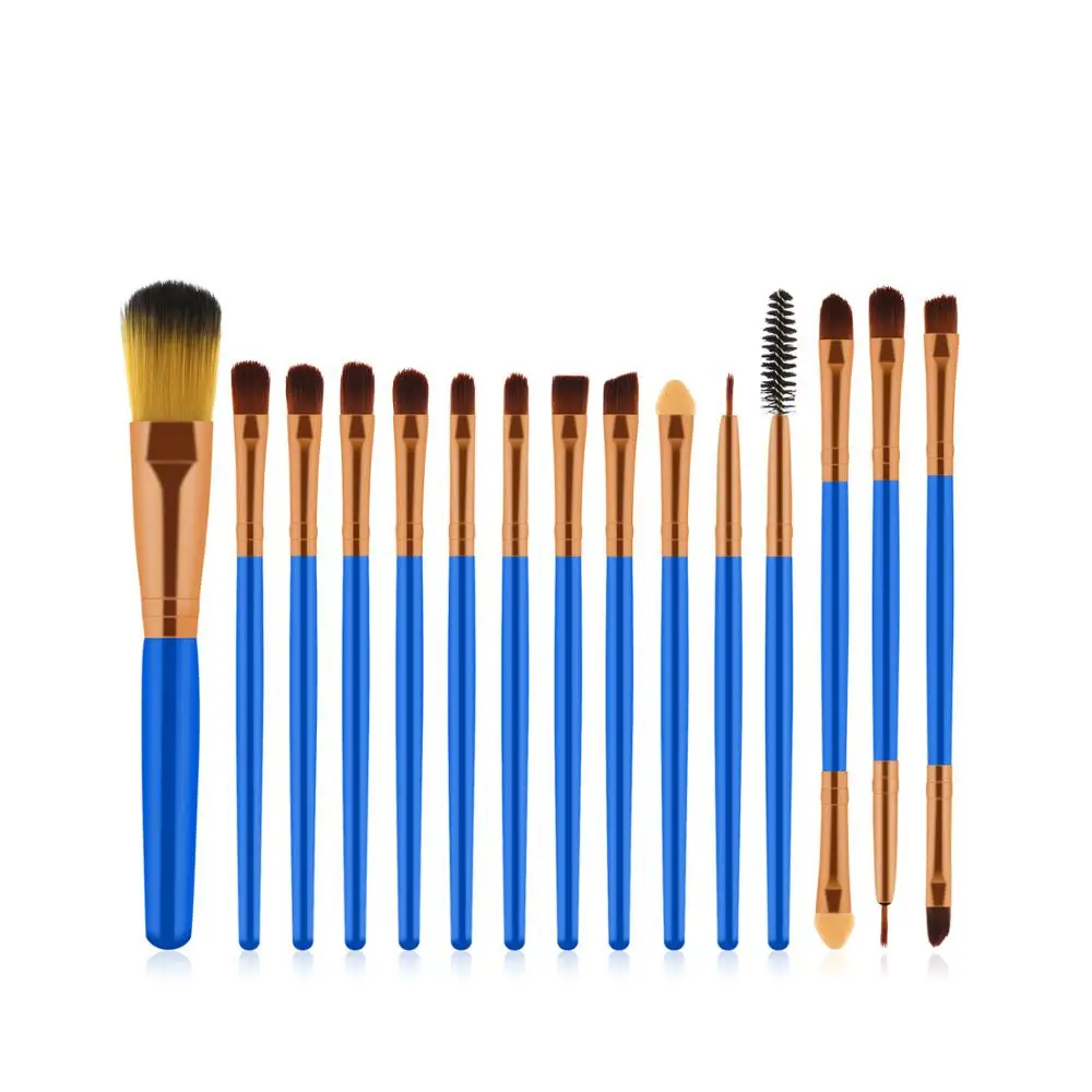 

15pcs Blue Brown/ Gold Makeup Brush Makeup Tools Eyeshadow Brush Foundation Brush Blush & Makeup Brush Makeup Tools