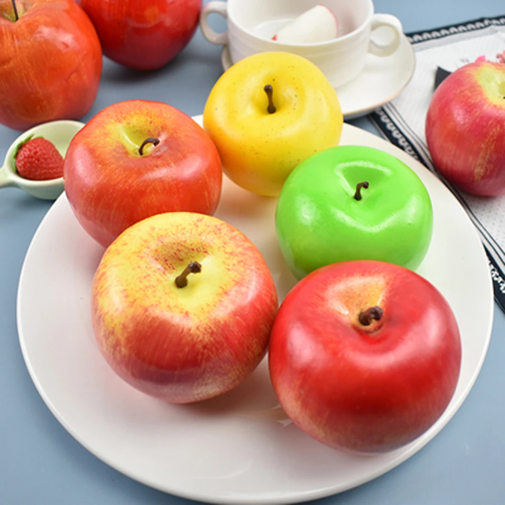 8pcs 8cm size Plastic Fake simulated artificial red apple Fruit model