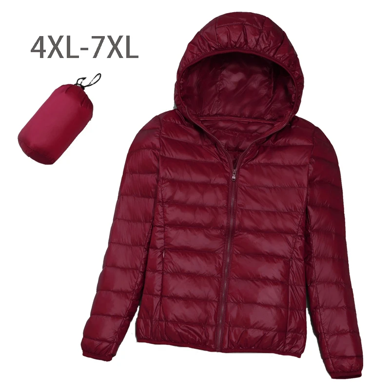 Woman Hoodies Jackets Oversize 7XL White Duck Down Jacket Big Size Female Ultra Light Coat Fat Girl Wind-Resistant Outwear