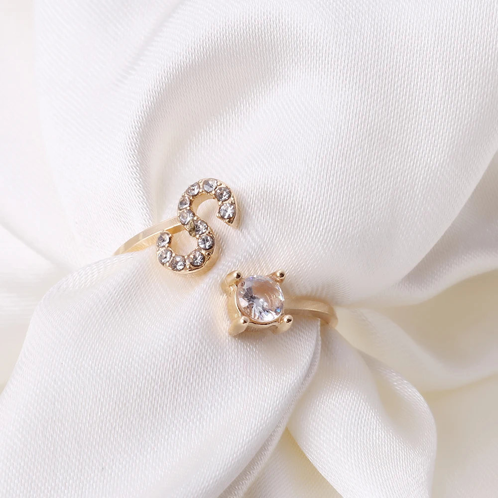 Modischer Initialen-Ring A-Z für Damen, Klassischer Gold- oder Silberfarbener Offener Fingerring für Partys, Schmuckgeschenk, Großhandel – Detail 11