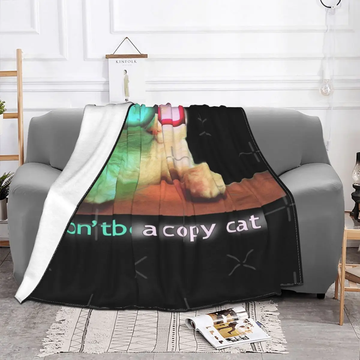 Dont Be A Copy Cat-colcha A cuadros para cama, manta doble para sofá