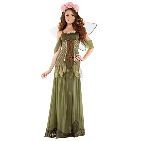 Carnival Halloween Lady Tinker Fairy Princess Costume Classic Long Length Elf Birthday Party Cosplay Fancy Party Dress