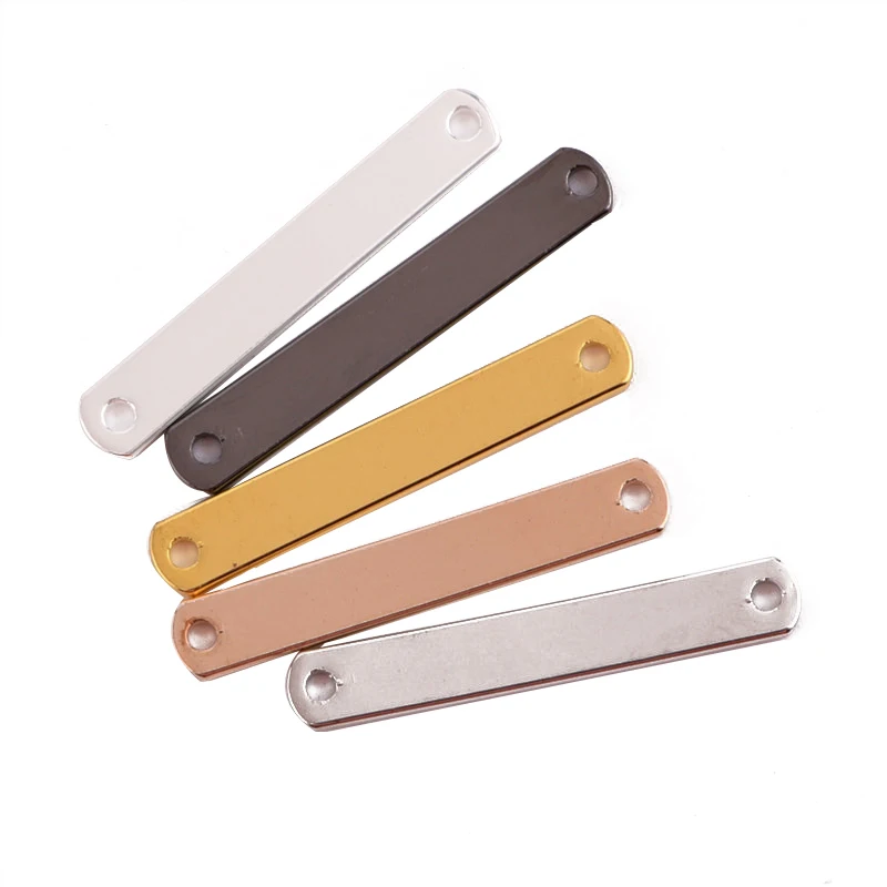 20 pieces 4 * 25mm 5-color copper smooth double-hole rounded rectangular copper piece necklace pendant jewelry accessories