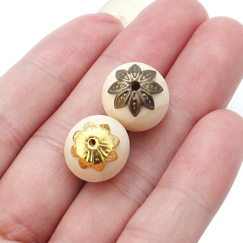 100pcs/Lot 10mm Lotus Flower Metal Loose Spacer Bead Caps Cone End Beads Cap Filigree For DIY Jewelry Finding Making Charms