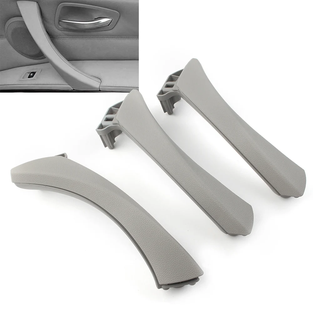 Car Gray Inner Door Panel Handle Pull Trim Cover For BMW E90 E91 3 Series 2004 2005 2006 2007 2008 2009 2010 2011 2012 RHD Only