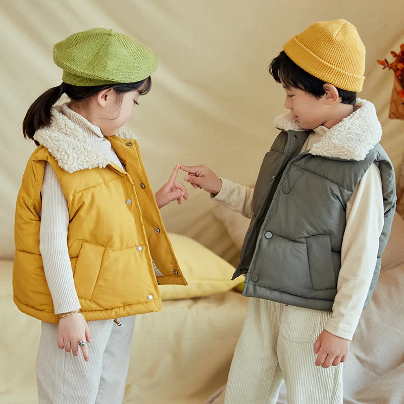 Autumn winter children vests coats 2-8 year warm waistcoats for boys & girls color red yellow little child vests unisex