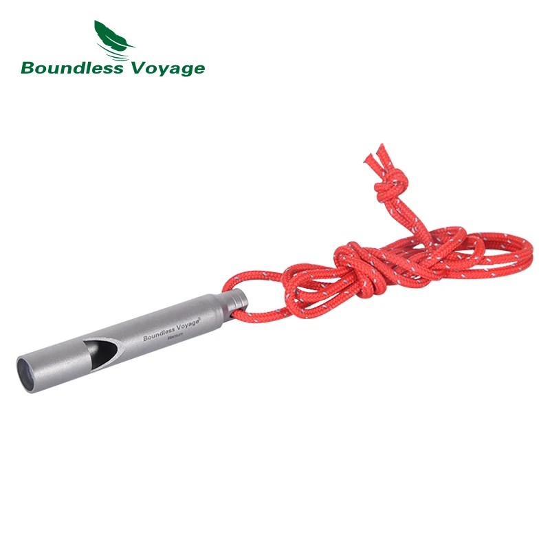 Boundless Voyage Titanium Whistle, acampamento ao ar livre, caminhadas, caça, sobrevivência de emergência, treinadores altos com colhedor, Ti9010O