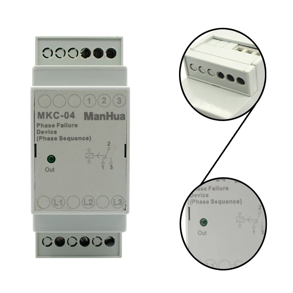 ManHua Tripping time 0.2s 3 Phase MKC-04 Protect Motor From Phase Failure Phase Sequence reserve voltage unbalance