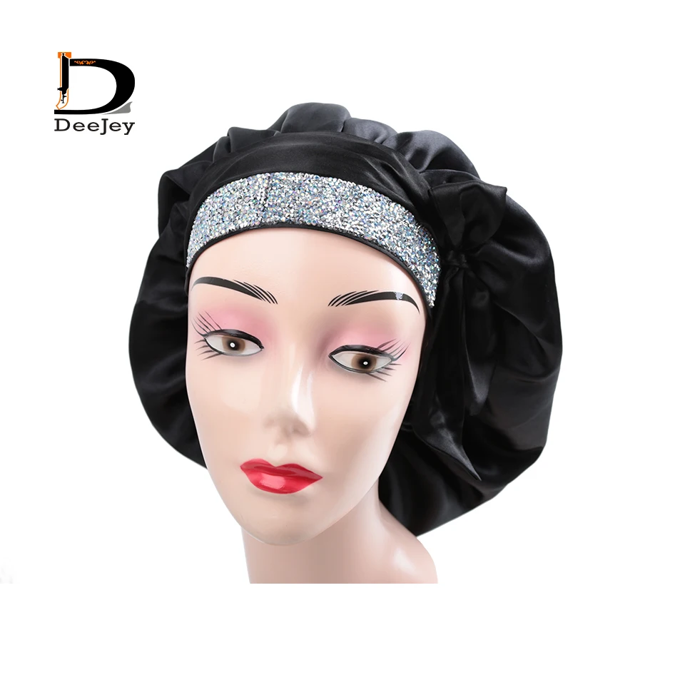 

Customize Satin Hair Rhinestone Bonnet Bling Bonnet Wholesale Custom Designer Hair Bonnets