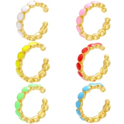 2Pcs(1Pair) Gold-colour Tone Women's Ear Cuffs Enamel-Style Ear Clips (No Piercing Required) Women's Jewelry Model: VE310