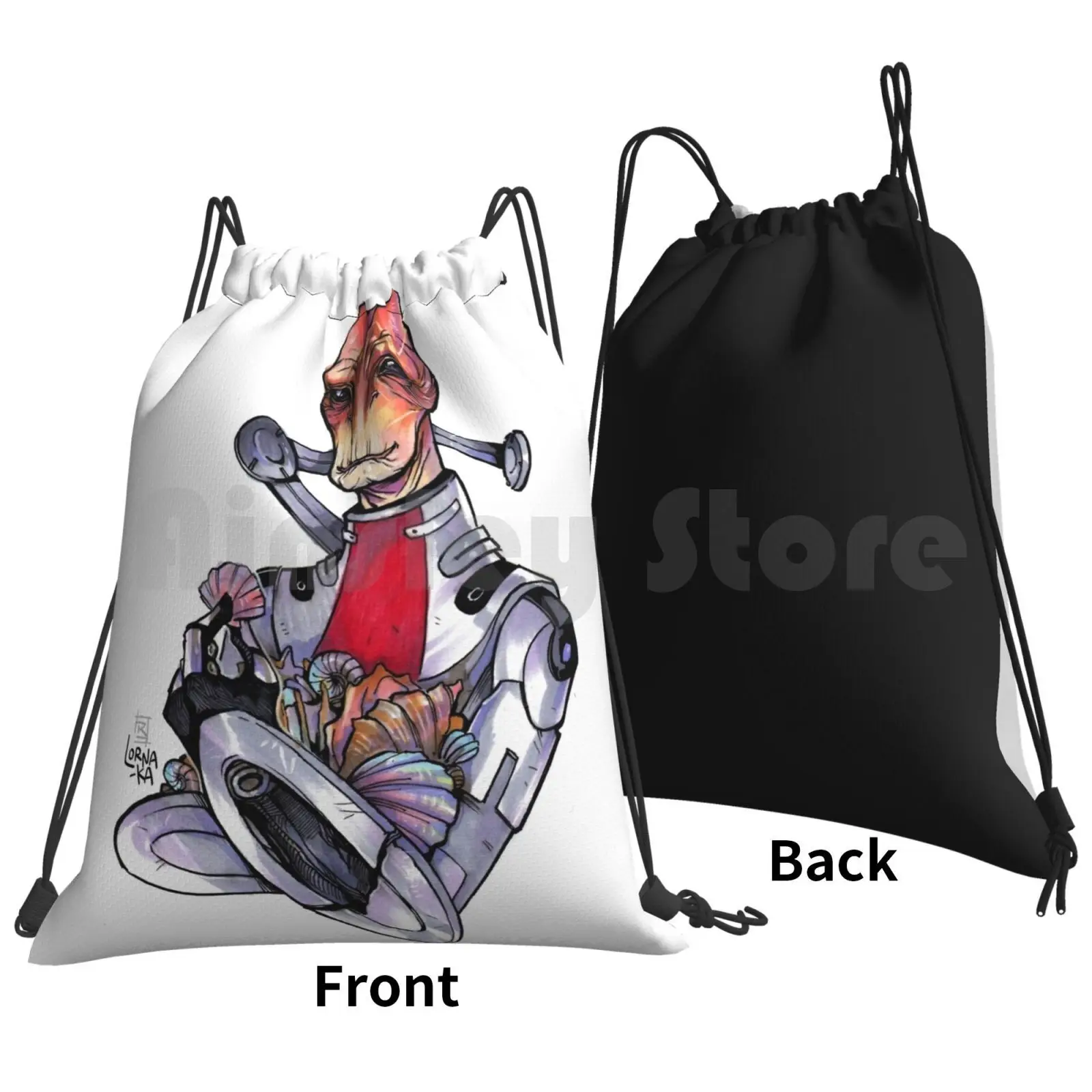 Mass Effect-Mordin Backpack Drawstring Bags Gym Bag Waterproof Mass Effect Mordin Solus Copics Copic Video Games