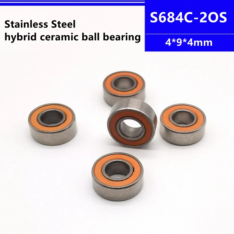 

10pcs S684C-2OS 4*9*4mm Stainless Steel Hybrid Ceramic Ball Bearing 684 fishing gear line wheel 4x9x4 mm S684RS ABEC-7