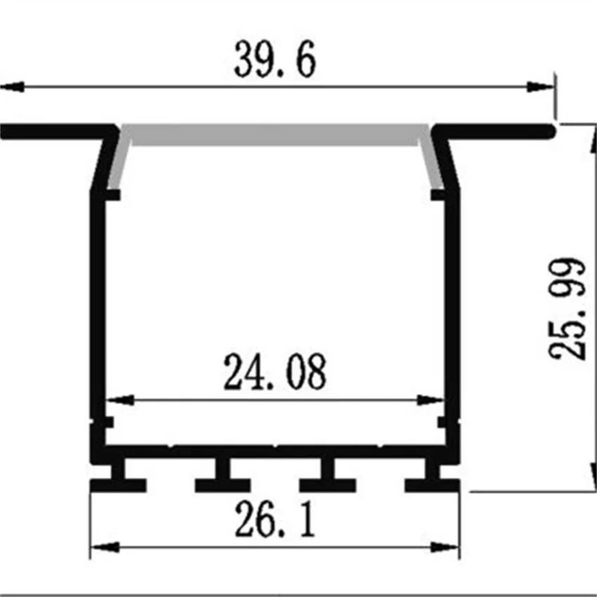 

1m/pcs Free Shipping led aluminum profile wide recessed led profile channel aluminum housing with wings with PMMA cover