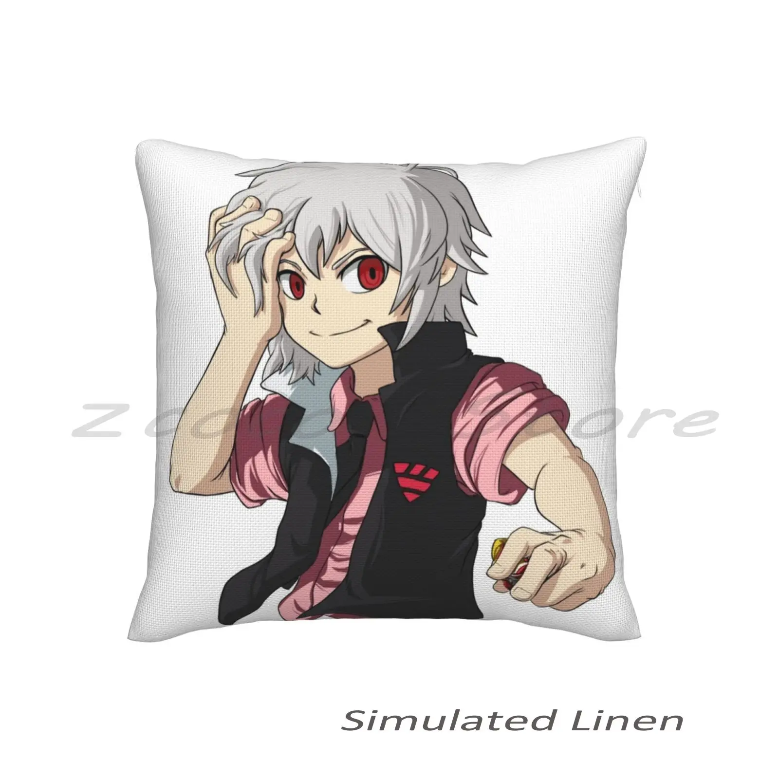 Shu Kurenai ( No Background ) From Beyblade Burst Print Customize Pattern Flax Plush Velvet Fabric Pillow Case Shu Kurenai