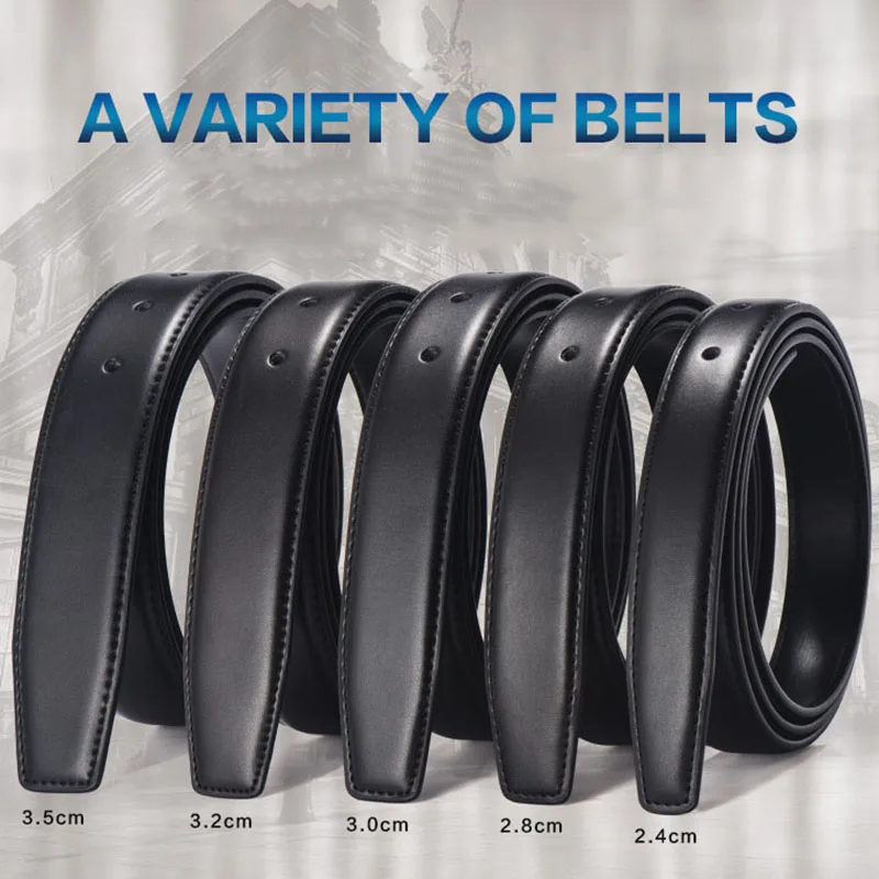 2.4cm 2.8cm 3.0cm 3.2cm 3.5cm 3.8cm Genuine Leather Belt No Buckle Pin Buckle Waist Strap Belts Boby Without Buckle Men Women