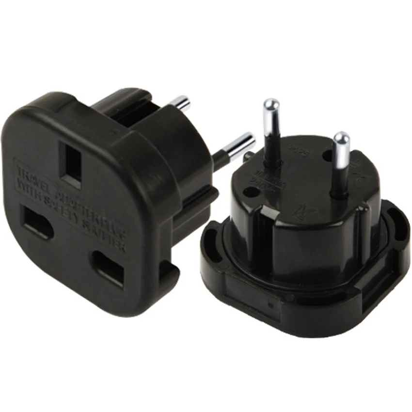 1pcs White Black Electrical UK to EU Plug Adapter 240V 10A 16A 2 pins European Multifunction UK Converter Socket Plug 4.0mm 9625