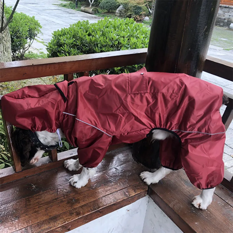 Outdoor Large Dog Raincoat Waterproof big Dog Clothes Coat hoodie Rain Jacket Reflective Medium big dog poncho Breathable mesh