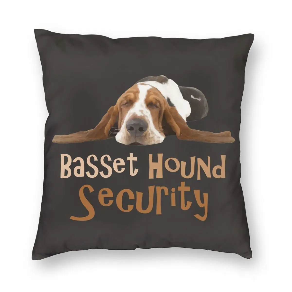 Funny Basset Hound Security Square Pillowcase Polyester Linen Velvet Printed Zip Pillow Case Sofa Seater Cushion Cover