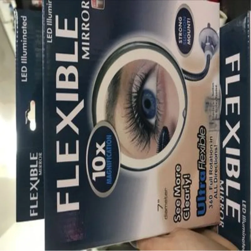 مرآة مكياج LED ، تكبير 10X ، مرآة مكياج مع كوب شفط ، مرآة حمام