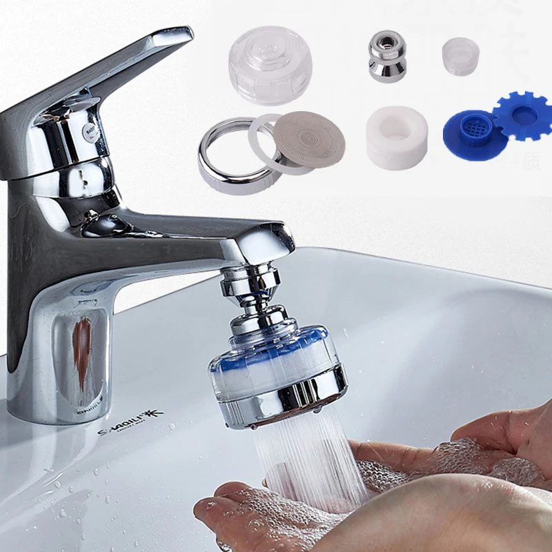 ZhangJi 360 Degree Rotating Remove Chlorine Splashproof Water Filter Faucet Aerator Sink Head Tap Water Purify Grifo