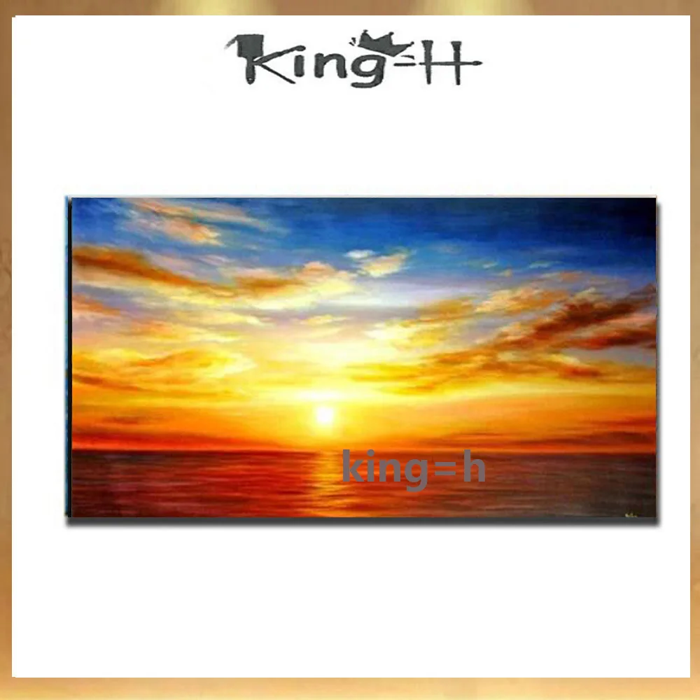 

100% hand-painted sunset beach oil painting sea sea wall decoration painting landscape painting canvas lobby sofa