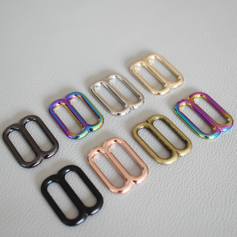 1 Pcs Adjuster Slider for 20mm Webbing golden Metal Slider Adjustable Buckle Loops DIY Dog Collar Straps Bags Belts Accessories