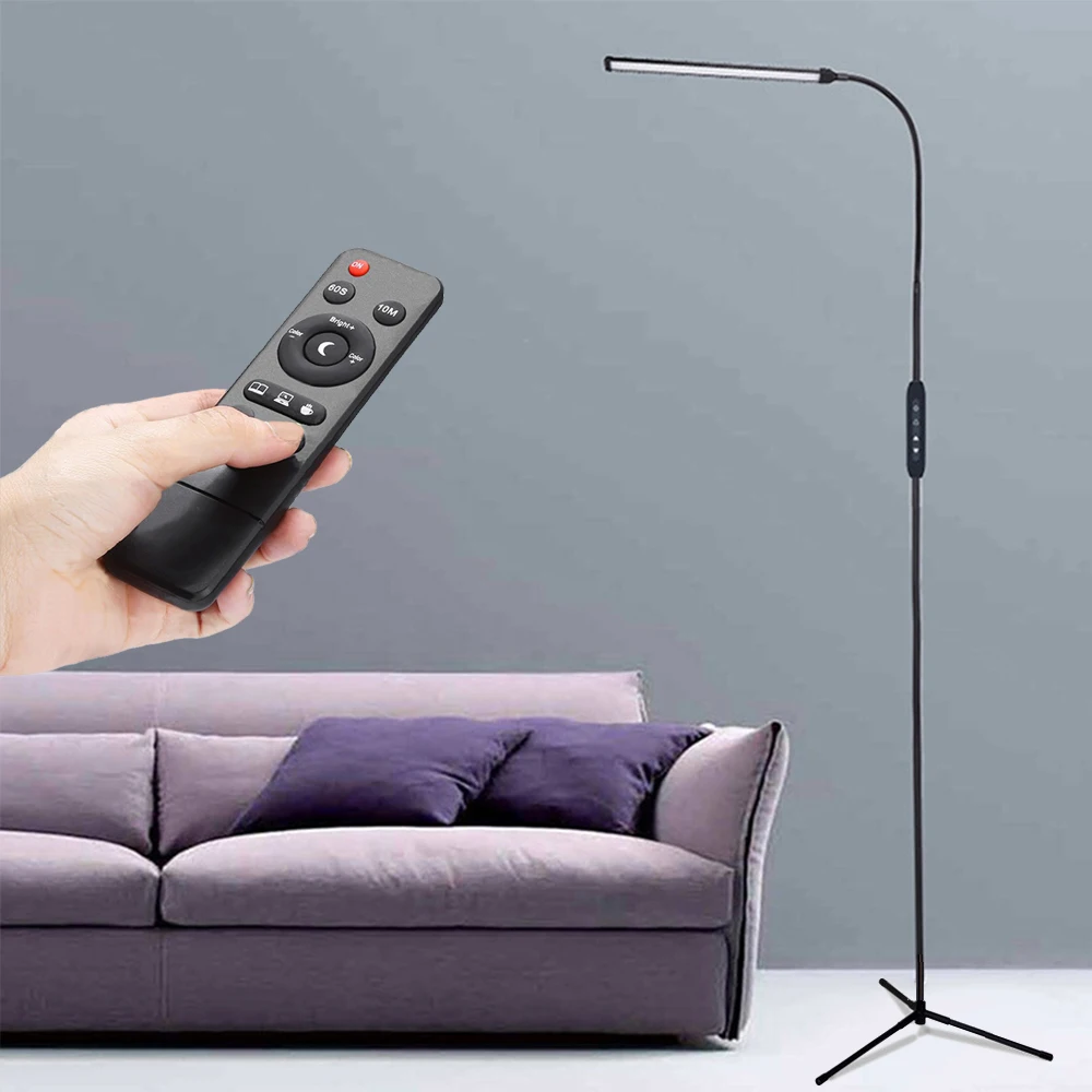 

Minimalist Nordic Black LED Standing Floor Lamp with Remote Control for Living Dinning Room Bedroom Sofa Modern Indoor Home Deco