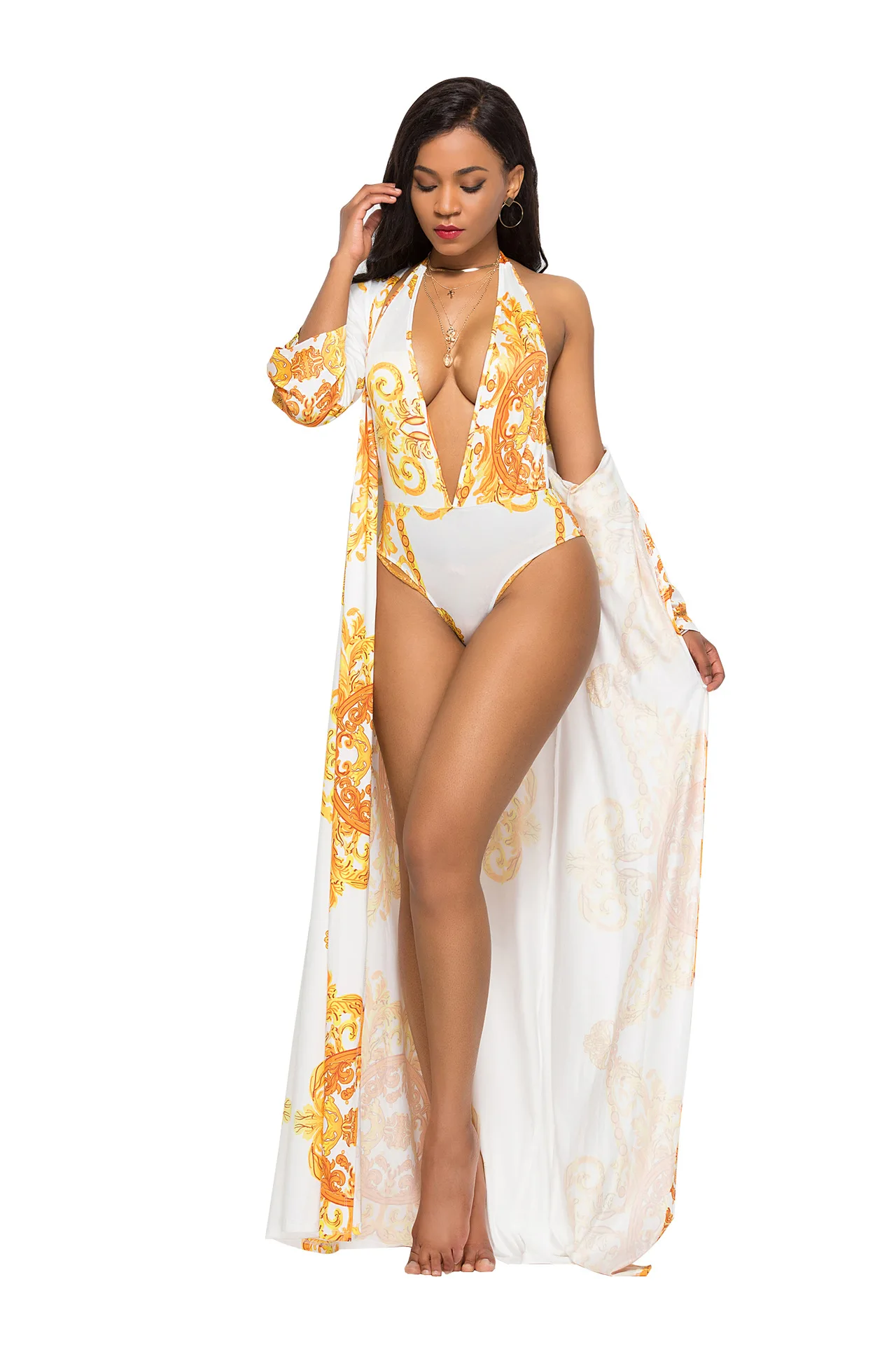 Sexy printed cape bikini split suit swimsuit women 2 pieces fashion swimsuit sexy bikini micro Street Style WOMEN Print