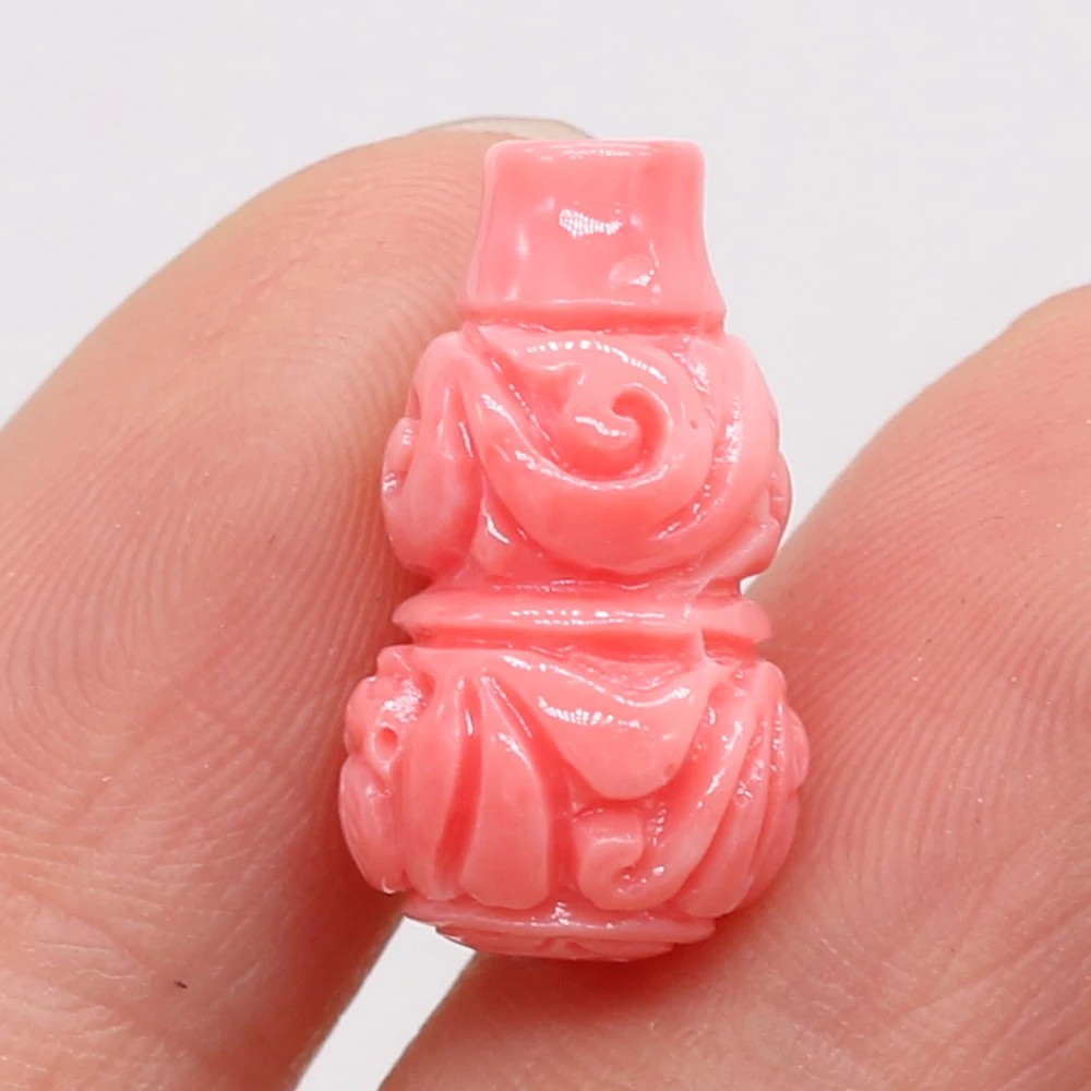 10Pcs Hot Sale Natural Pink Coral Pendant Gourd Shaped Through-Hole Beads For Jewelry Making DIY Necklace Bracelet Accessory