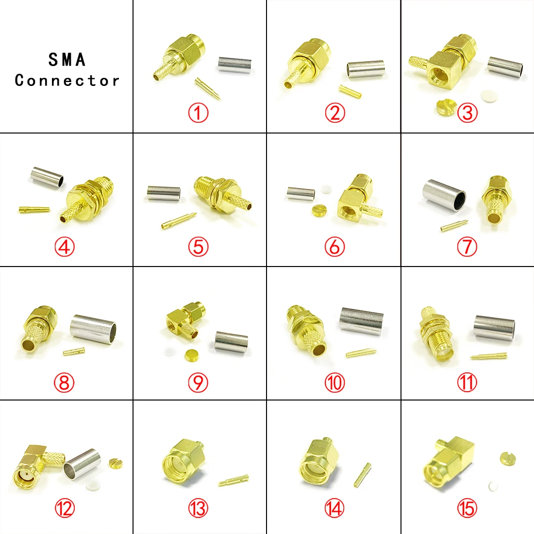 1PC SMA Male/ Female RF Coax Connector For RG316 RG174 RG58 RG142 RG405 Cable Wholesale Price