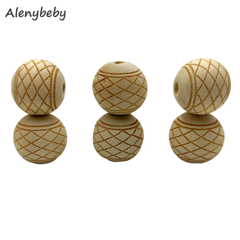 

Engraving Printing Wooden Round Beads Teether Loose Natural Wood Ball Jewelry Making Bracelet Necklace DIY Teething Accessories