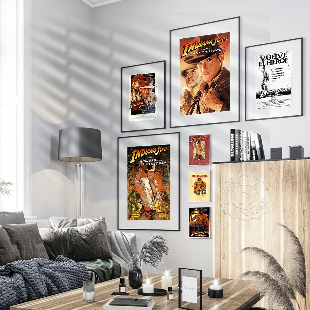 Movie Indiana Jones Vintage Poster Wall Decor Characters Retro Pictures Canvas Art for Living Room Home Decorative Wall Stickers