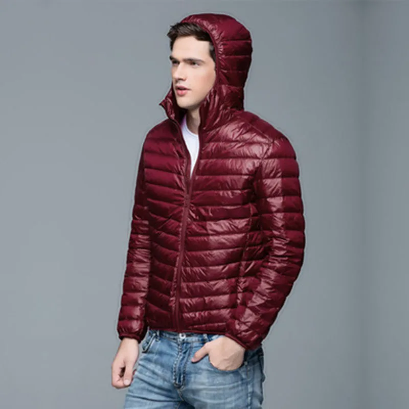 Man Winter Autumn Jacket White Duck Down Jackets Men Hooded Ultra Light Down Jackets Warm Outwear Coat Parkas Outdoors