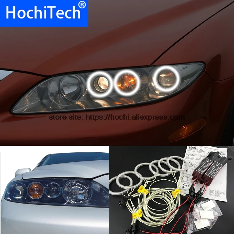 HochiTech WHITE 6000K CCFL Headlight  Angel Demon Eyes Kit angel eyes light For Mazda6 Mazda 6 Mazda speed6 2002-2008