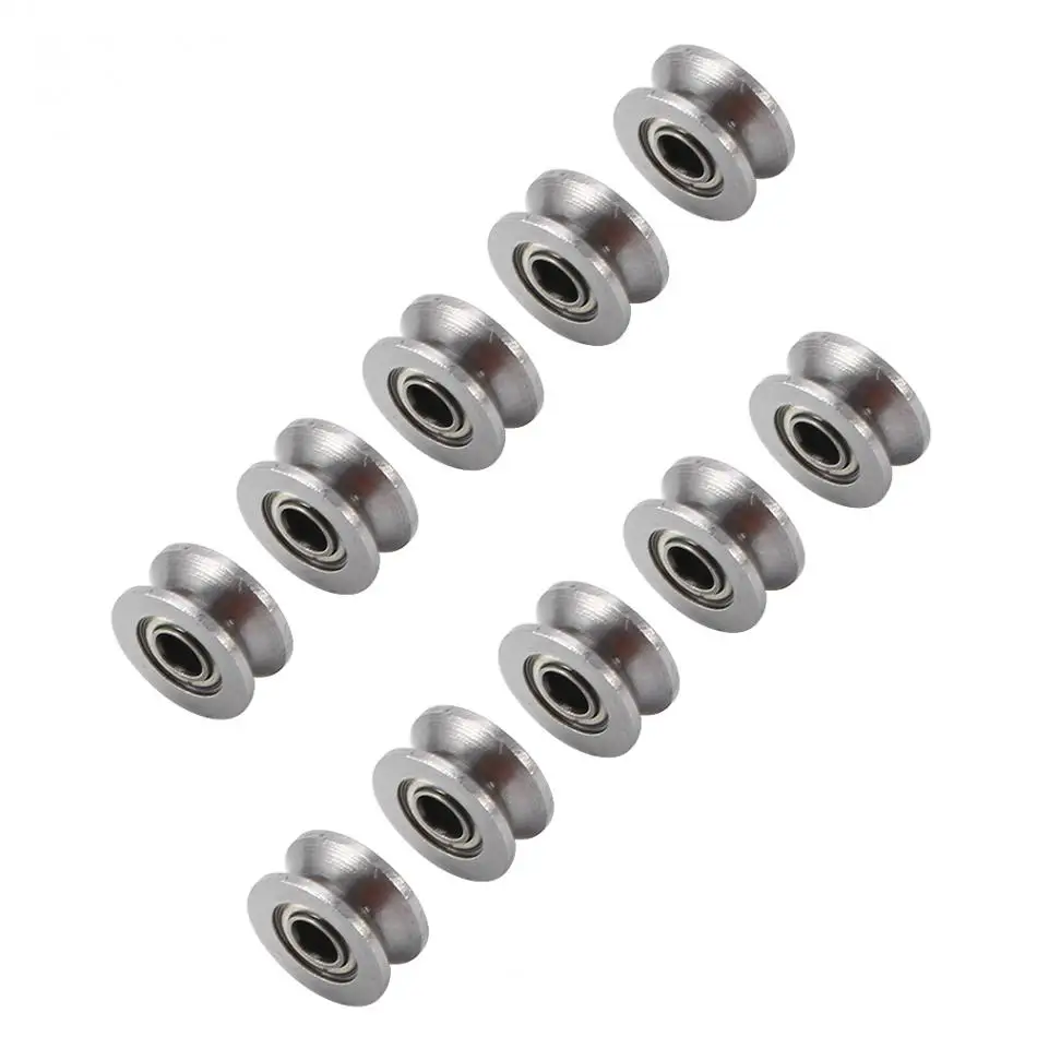 Factory Price 10Pcs U624ZZ U Groove Ball Bearing Guide Pulley For Rail Track Linear Motion System 4X13X7mm Mounted Bearing