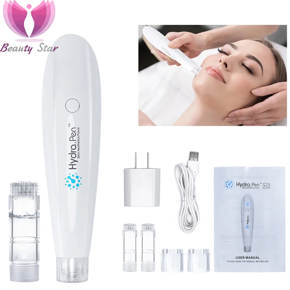 Wireless Hydra Pen H2 Professional Microneedling Pen Hydrapen Hydra Roller Pen Automatic Serum Applicator with 2 Cartridges