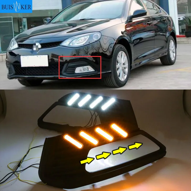 

2PCS LED Daytime Running Light For MG MG6 2010-2014 White and Yellow Turn Signal Function 12V Car DRL Fog Lamp Decoration