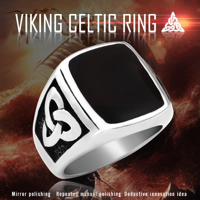 Beier 316L Stainless Steel Nordic Vikings Celt ic Knot black colour High Quality fashion wholesale ring jewelry LR037