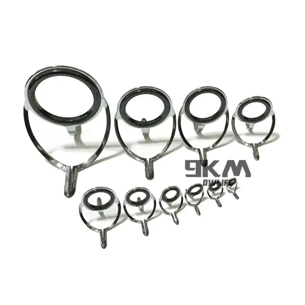 10Pcs Fishing Rod Guides Rod Repair Kit Line Rings Eye Sets Mixed Size Stainless Steel Freshwater Saltwater Fishing 6~42# 4~38mm