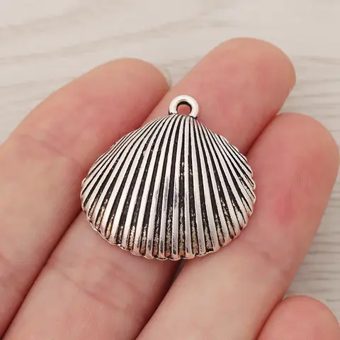 DIY 목걸이 주얼리 제작용 빈티지 참 펜던트, 티베트 실버 조개조개, 28x28mm