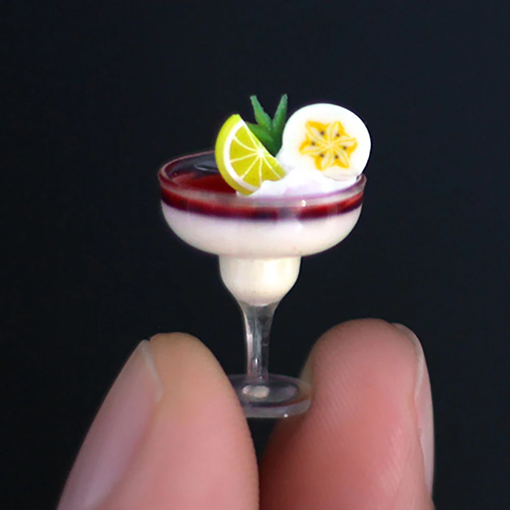 1Pcs 1/12 Dollhouse Miniature Accessories Mini Yogurt Ice Cream Goblet Simulation Drinks Cup Model Toy for Doll House Decoration