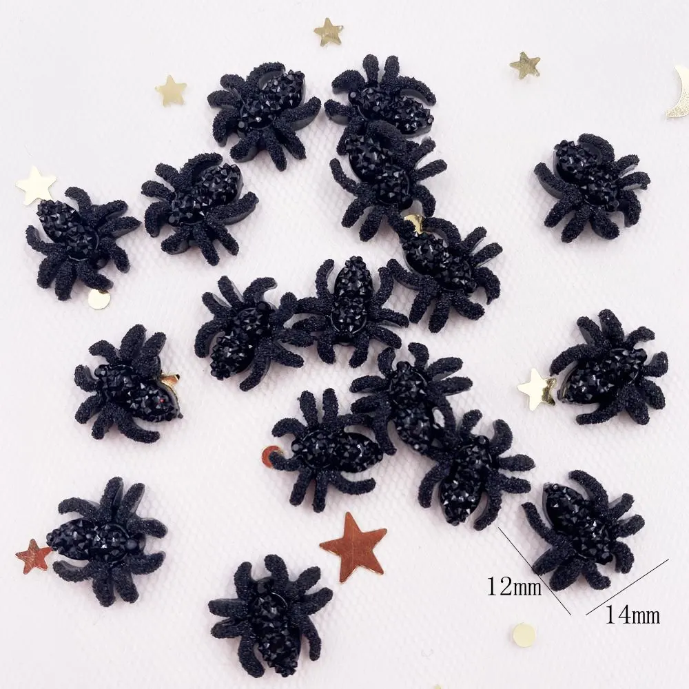 60pcs Delicate Silver / Black Spider Flat Back Rhinestone Applique DIY Christmas Scrapbook Jewelry Stone Buttons Craft F759