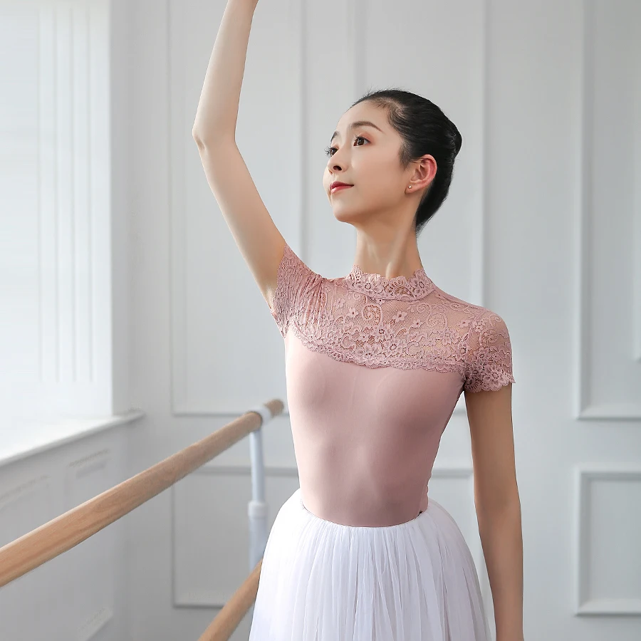 Dans Turnpakje Volwassen Kant Ballet Maillots Voor Vrouwen Gymnastiek Turnpakje Korte Mouwen Badpak Voor Dansen Ballerina Dancewear