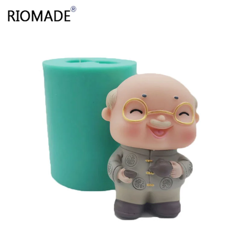 3D Grandpa Grandma Longevity Elderly Silicone Candle Molds Resin Cake Decorating Tools Plaster Epoxy Model Birthday Mould